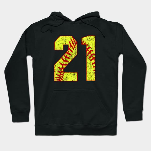 Fastpitch Softball Number 21 #21 Softball Shirt Jersey Uniform Favorite Player Biggest Fan Hoodie by TeeCreations